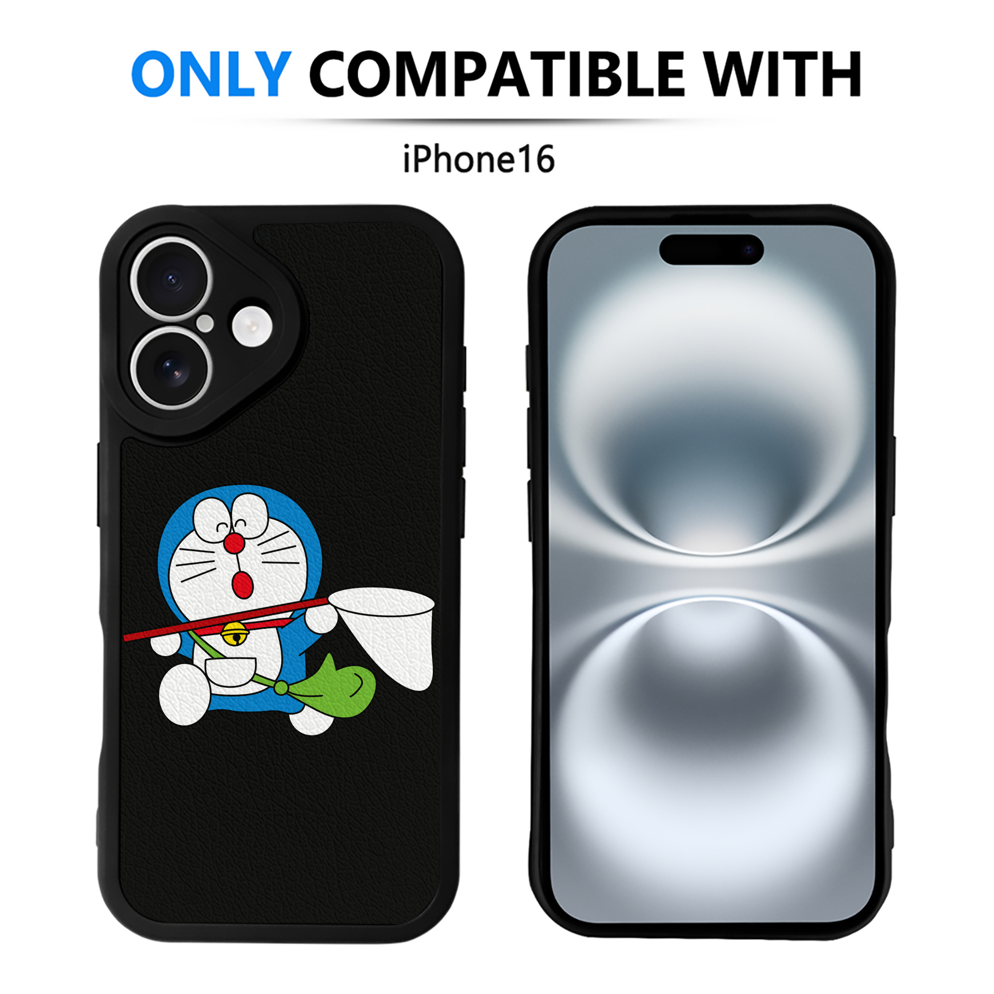 （画像用） ドラえもん Doraemon 【iPhone 16シリーズ対応】シリコンスマホケース（レザー調） 材質：シリコン